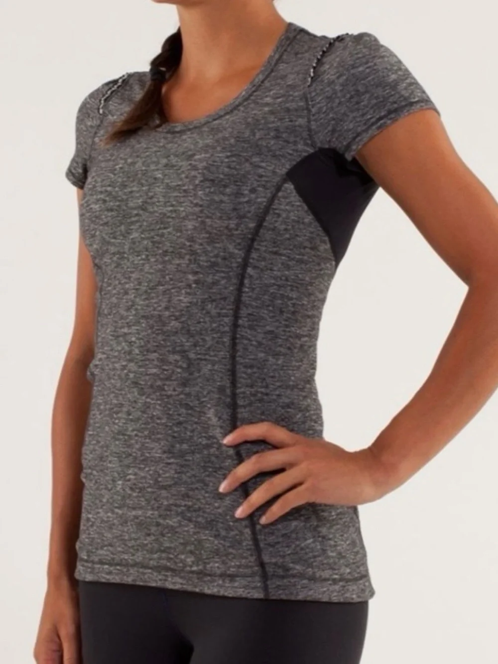 LululemonRun Softly Gray and Black Moisture wicking fabric size small T-shirt.